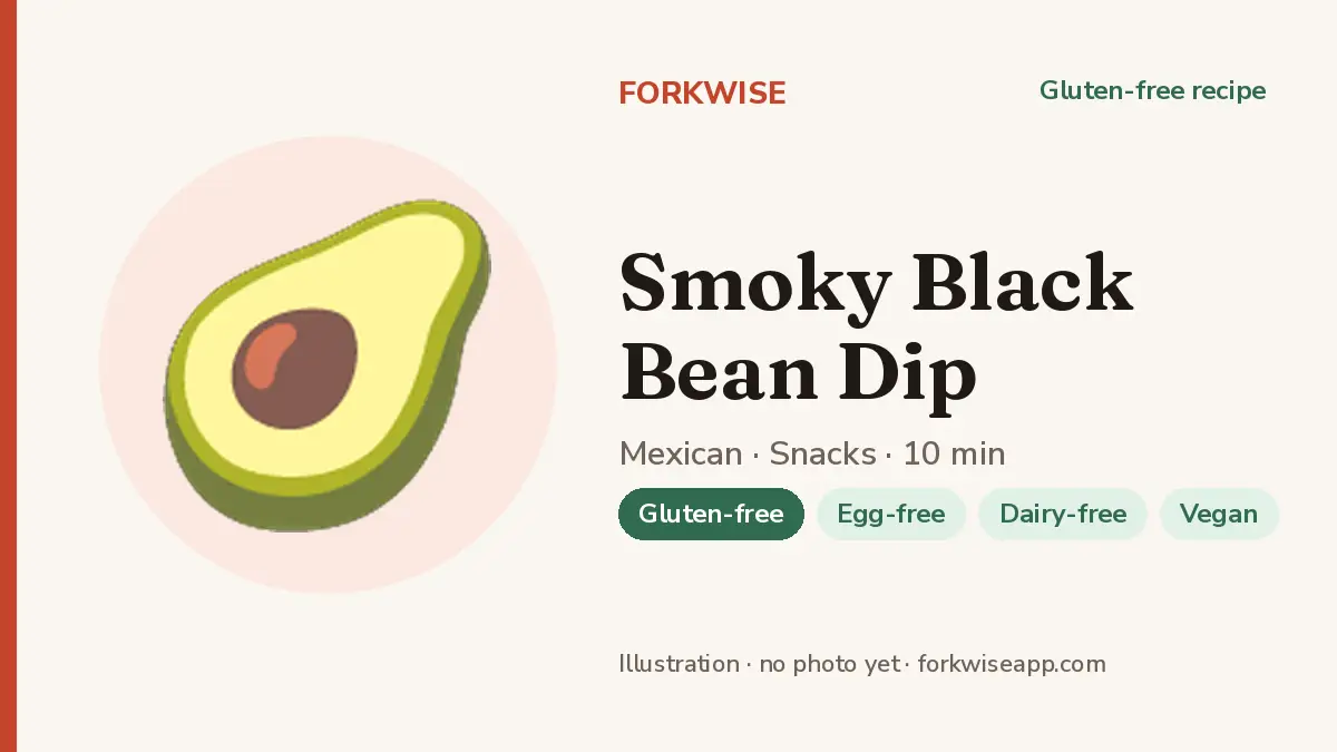 Smoky Black Bean Dip – Forkwise recipe card (illustration, no photo yet)