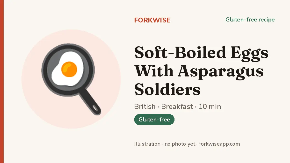 Soft-Boiled Eggs With Asparagus Soldiers – Forkwise recipe card (illustration, no photo yet)