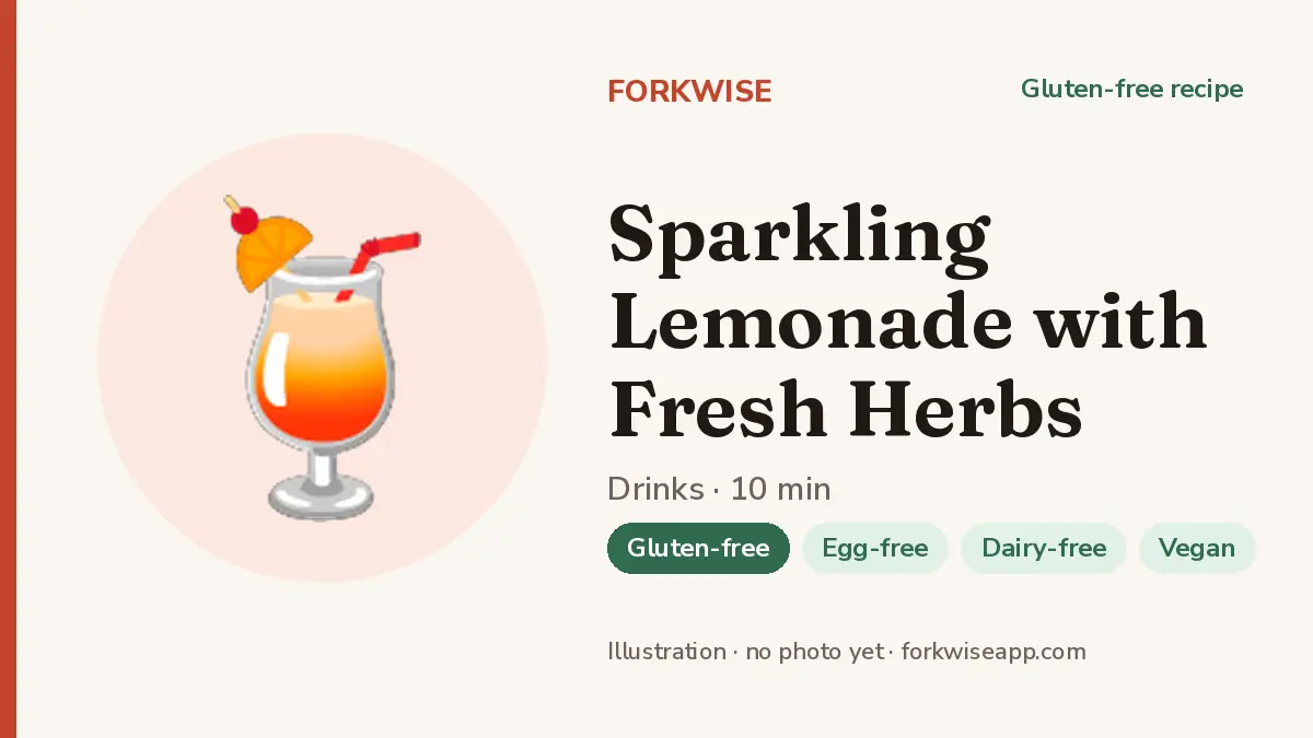 Sparkling Lemonade with Fresh Herbs – Forkwise recipe card (illustration, no photo yet)