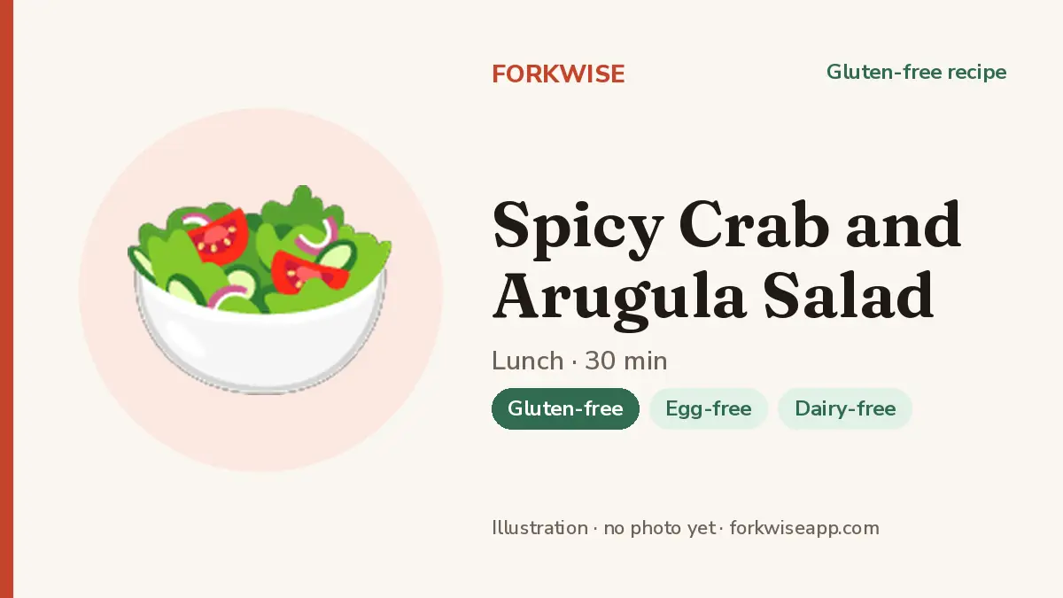 Spicy Crab and Arugula Salad – Forkwise recipe card (illustration, no photo yet)
