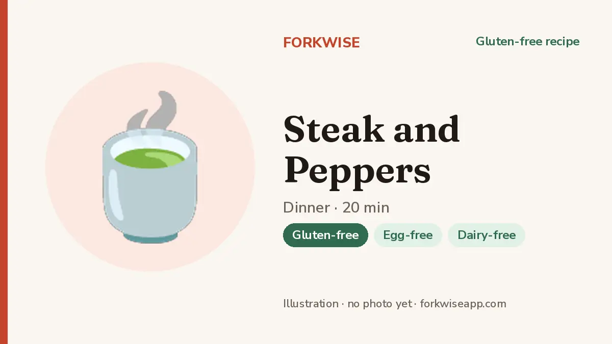Steak and Peppers – Forkwise recipe card (illustration, no photo yet)
