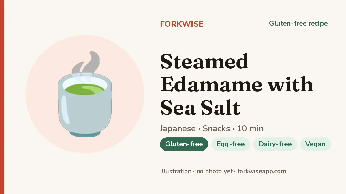 Steamed Edamame with Sea Salt – Forkwise recipe card (illustration, no photo yet)