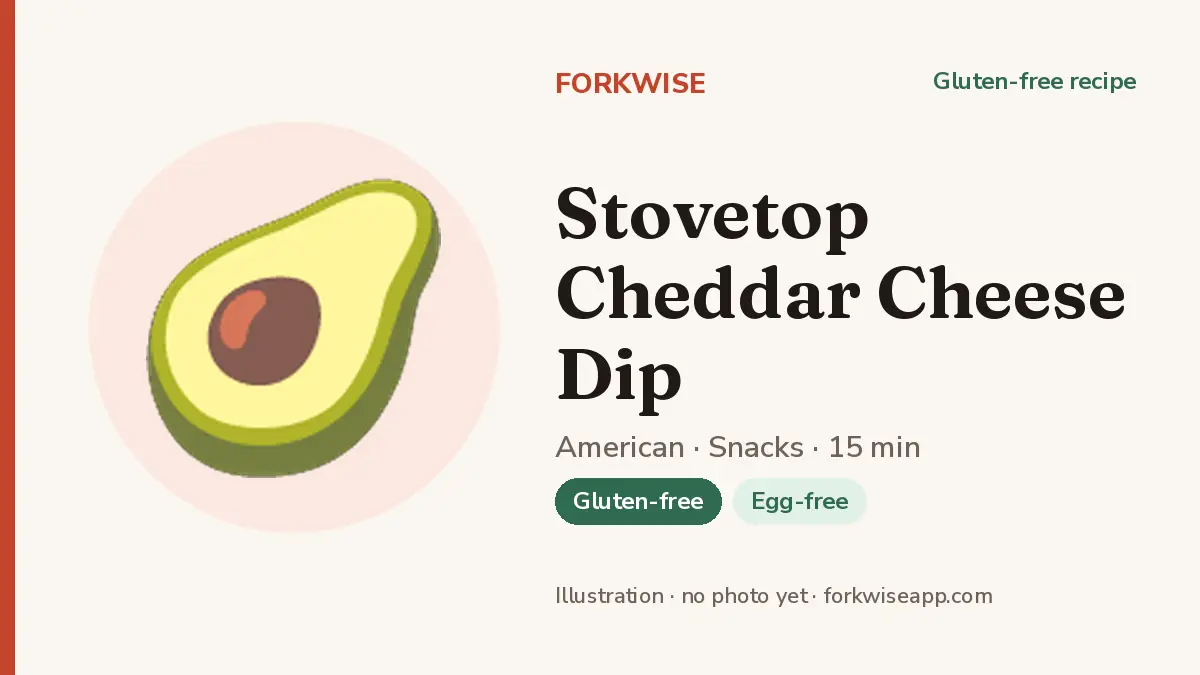Stovetop Cheddar Cheese Dip – Forkwise recipe card (illustration, no photo yet)