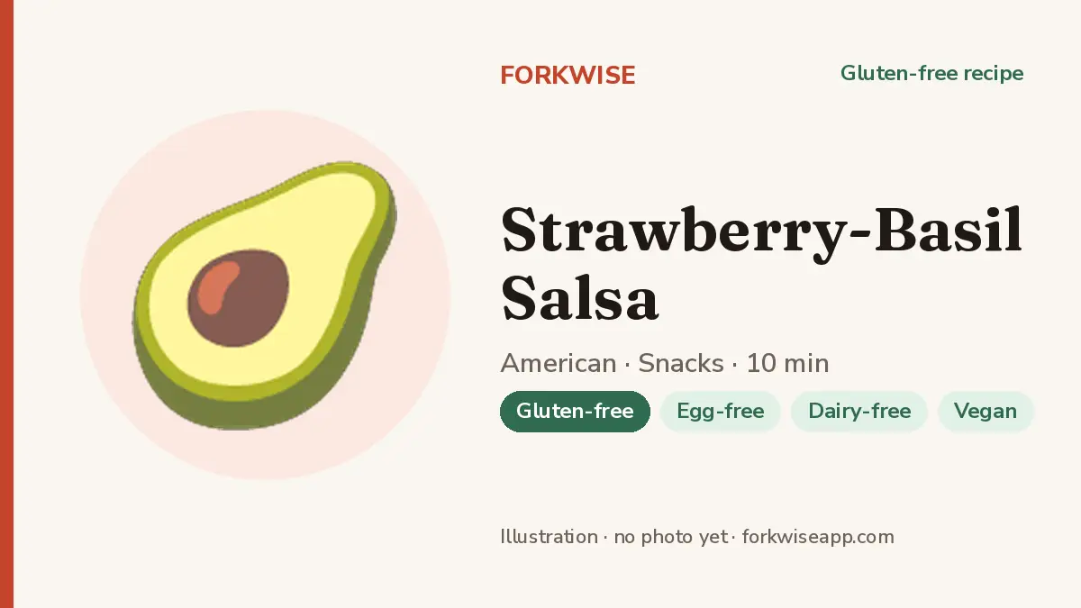 Strawberry-Basil Salsa – Forkwise recipe card (illustration, no photo yet)