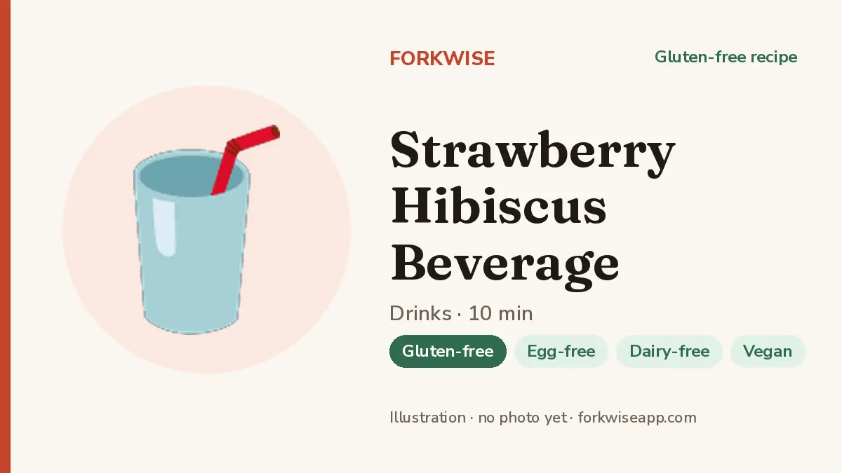 Strawberry Hibiscus Beverage – Forkwise recipe card (illustration, no photo yet)