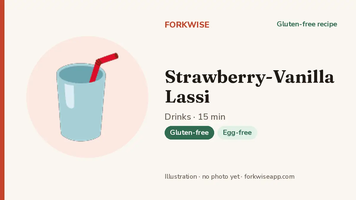 Strawberry-Vanilla Lassi – Forkwise recipe card (illustration, no photo yet)