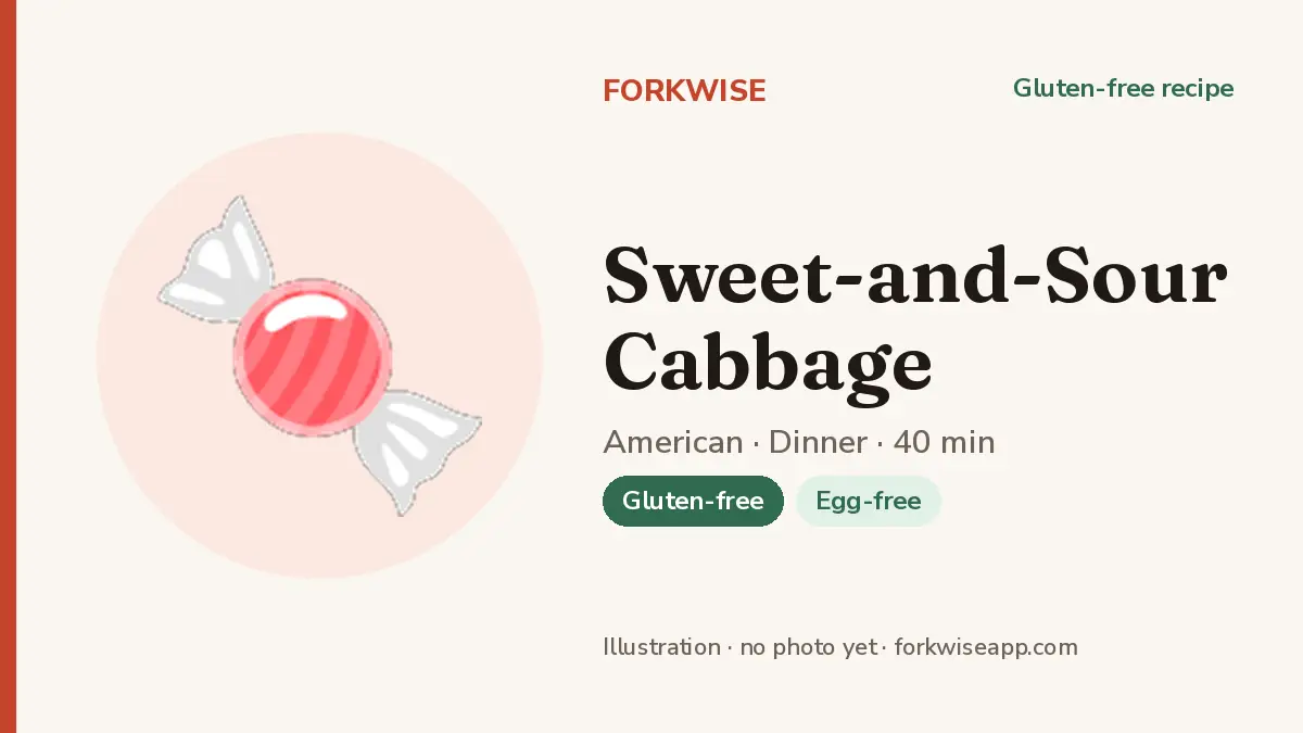 Sweet-and-Sour Cabbage – Forkwise recipe card (illustration, no photo yet)