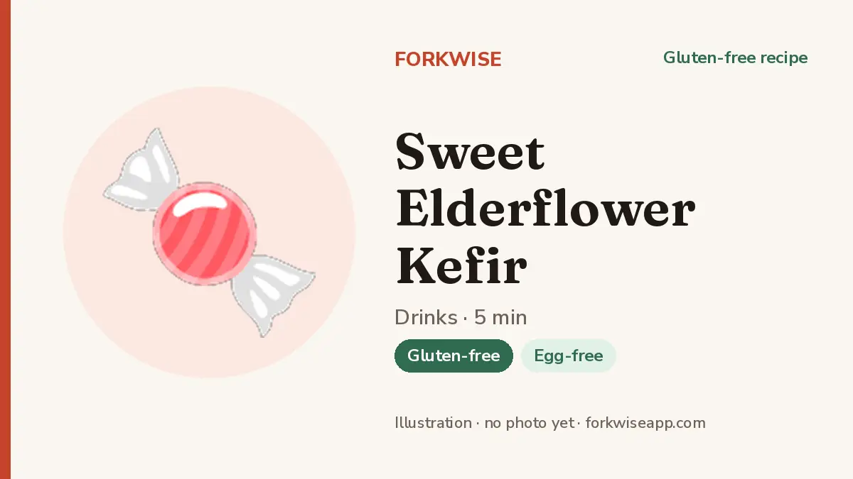 Sweet Elderflower Kefir – Forkwise recipe card (illustration, no photo yet)
