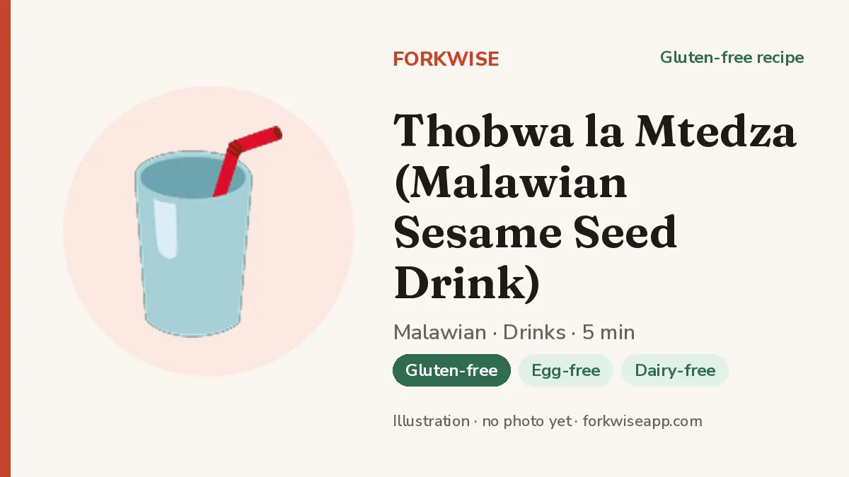 Thobwa la Mtedza (Malawian Sesame Seed Drink) – Forkwise recipe card (illustration, no photo yet)