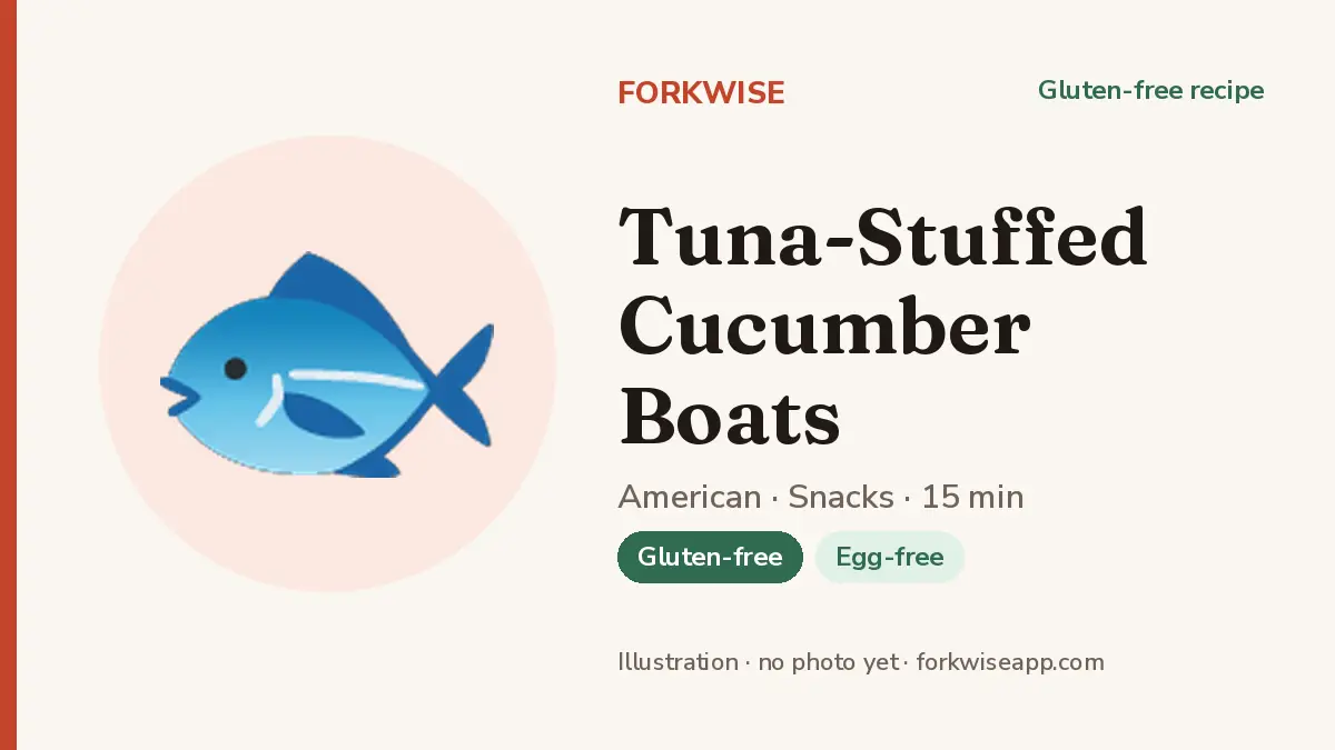 Tuna-Stuffed Cucumber Boats – Forkwise recipe card (illustration, no photo yet)