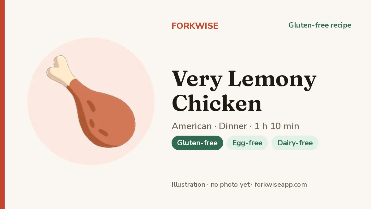 Very Lemony Chicken – Forkwise recipe card (illustration, no photo yet)
