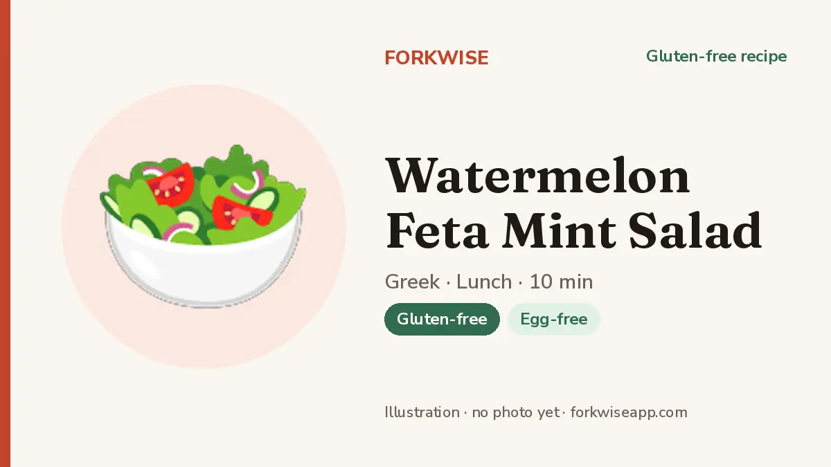 Watermelon Feta Mint Salad – Forkwise recipe card (illustration, no photo yet)