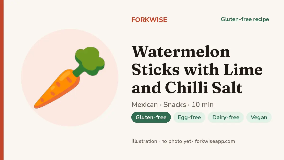 Watermelon Sticks with Lime and Chilli Salt – Forkwise recipe card (illustration, no photo yet)