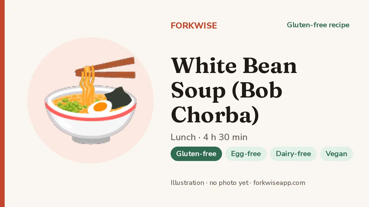 White Bean Soup (Bob Chorba) – Forkwise recipe card (illustration, no photo yet)