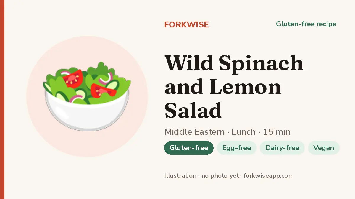 Wild Spinach and Lemon Salad – Forkwise recipe card (illustration, no photo yet)