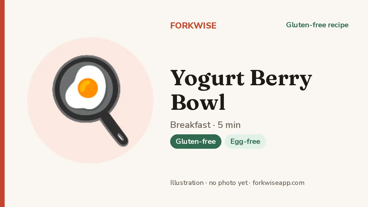 Yogurt Berry Bowl – Forkwise recipe card (illustration, no photo yet)