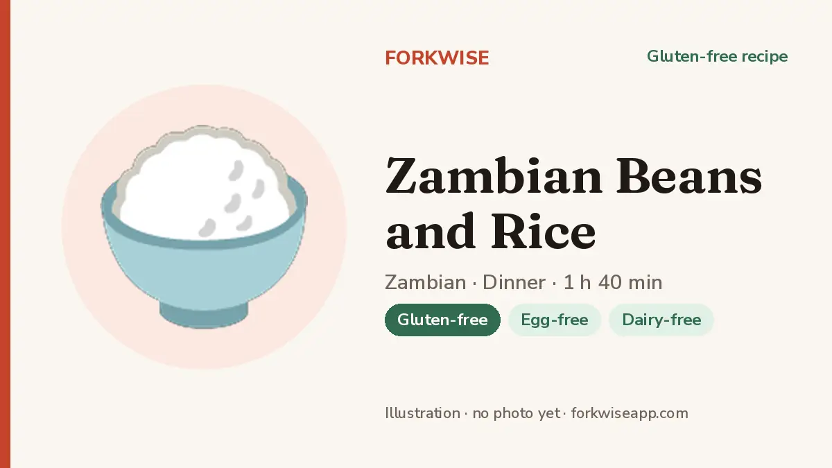 Zambian Beans and Rice – Forkwise recipe card (illustration, no photo yet)