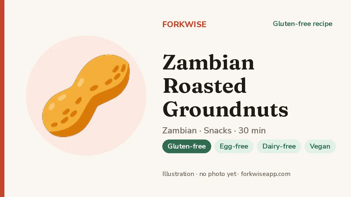Zambian Roasted Groundnuts – Forkwise recipe card (illustration, no photo yet)