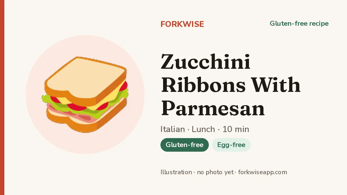 Zucchini Ribbons With Parmesan – Forkwise recipe card (illustration, no photo yet)